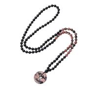 COAI Collier Mala 108 Perles Onyx Rhodonite Pendentif Donut Femme Homme