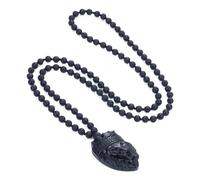 COAI Collier Mala Bouddhiste, Collier Pierre de Lave Homme, Pendentif Roi du Lion, Pendentif Obsidienne Œil Céleste