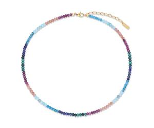 COAI Collier Pierre Naturelle Colorée Femme, Collier Rubis/Pierre de Soleil/Amazonite/Apatite/Sodalite/Malachite