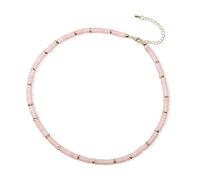 COAI Collier Ras du Cou Perles Heishi Opale Rose Chaîne Plaqué Or Femme