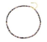 COAI Collier Ras du Cou Perles Heishi Rhodonite Chaîne Plaqué Or Femme