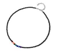 COAI Collier Ras du Cou Pierres Naturelles Sept Chakra Onyx à Facettes Femme