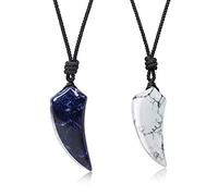 COAI Colliers pour Couples Pendentifs Dent de Loup Sodalite Howlite Ajustable