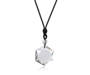COAI Pendentif Étoile de David Collier Ajustable Pierre Cristal de Roche Unisexe