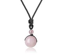 COAI Pendentif Rond Collier Ajustable Quartz Rose Homme Femme