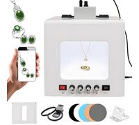 COAKUE Boîte à lumière pour Photographie de Bijoux à intensité Variable avec Plateau tournant - Vitesse réglable, supporte la Suspension, pour Bijoux/cosmétiques/Artisanat TB20