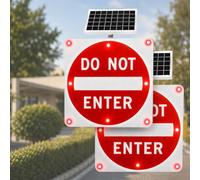 COAKUE Panneau « Sens Interdit » à LED Clignotantes alimenté par énergie Solaire 24in-2pieces