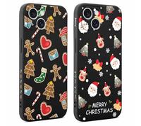 Coalbooliy 2 Pièces Coque pour Apple iPhone 15 6,1", Étui Aesthetic Animé Motif Noël Silicone Noir Ultra Mince Souple TPU Cover Antichoc Bumper Case Housse, Cerf Arbre Amour
