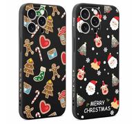 Coalbooliy 2 Pièces Noël Coque pour Apple iPhone 15 Pro Max 6,7", Étui avec Aesthetic Animé Motif Noël Silicone Noir Ultra Mince Souple TPU Cover Antichoc Bumper Case Housse, Cerf Arbre Noël Amour