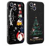 Coalbooliy 2 Pièces Noël Coque pour iPhone 17 Pro Max 6,9", Étui avec Aesthetic Animé Motif Christmas Silicone Noir Ultra Mince Souple TPU Cover Antichoc Bumper Case Housse, Arbre Noël Père Noël
