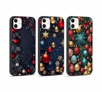 Coalbooliy 3 x Noël Coque pour iPhone 11 6,1", Souple Silicone Étui avec Aesthetic Cartoon Motif Christmas Dessin Ultra Fine Téléphone Noir Housse Antichoc Case Filles Femmes Cover, 5