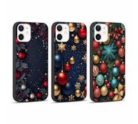 Coalbooliy 3 x Noël Coque pour iPhone 12 Pro/ 12 6,1", Souple Silicone Étui avec Aesthetic Cartoon Motif Christmas Dessin Ultra Fine Téléphone Noir Housse Antichoc Case Filles Femmes Cover, 5