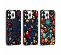 Coalbooliy 3 x Noël Coque pour iPhone 13 Pro 6,1", Souple Silicone Étui avec Aesthetic Cartoon Motif Christmas Dessin Ultra Fine Téléphone Noir Housse Antichoc Case Filles Femmes Cover, 5