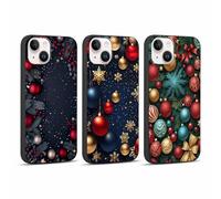 Coalbooliy 3 x Noël Coque pour iPhone 14/iPhone 13 6,1", Souple Silicone Étui avec Aesthetic Cartoon Motif Christmas Dessin Ultra Fine Téléphone Noir Housse Antichoc Case Filles Femmes Cover, 5