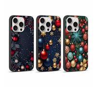 Coalbooliy 3 x Noël Coque pour iPhone 16 Pro 6,3", Souple Silicone Étui avec Aesthetic Cartoon Motif Christmas Dessin Ultra Fine Téléphone Noir Housse Antichoc Case Filles Femmes Cover, 5