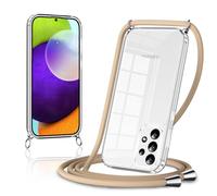 Coalbooliy Coque avec Cordon pour Samsung Galaxy A52 / A52s 5G,Transparent Coque Collier Réglable Téléphone Étui Portable Lanyard Case Silicone TPU Housse Antichoc Bumper Protection Cover, Kaki