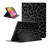 Coalbooliy Coque pour Samsung Galaxy Tab A 10.1 2019, Aesthetic Léopard Motif Design Filles Femmes Housse de Protection Léger avec Support Fonction Ultra-Mince PU Tablet Case Étui à Rabat, Noir