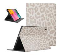 Coalbooliy Coque pour Samsung Galaxy Tab A 10.1 2019, Aesthetic Léopard Motif Design Filles Femmes Housse de Protection Léger avec Support Fonction Ultra-Mince PU Tablet Case Étui à Rabat, Blanc