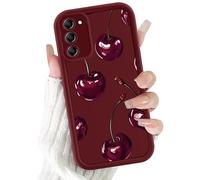 Coalbooliy Handyhülle für Samsung Galaxy S23 5G hülle 6,1”, Aesthetic Kirsche Muster Design Rot Matte Cute Mädchen Frauen Schutzhülle Silikon Dünn TPU Case Stoßfest Kameraschutz Bumper Cover, 02