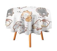 COALHO Chat aquarelle lavable en machine pour décoration de table intérieure et extérieure - Motif chat mignon - Facile à nettoyer - 153 x 153 cm