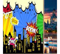COALHO Film de fenêtre Pop Art sur le thème des super-héros colorés et amusants comics City Wars Explosion Décor Convient pour le salon, la cuisine, la salle de bain - 60 x 90 cm x 1 pièce