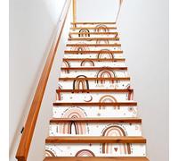 COALHO Lot d'autocollants abstraits pour escalier du milieu du siècle - Autocollants artistiques pour escaliers - Décoration pour chambre d'enfant - Boho - Mignon dessin animé coloré arc-en-ciel -