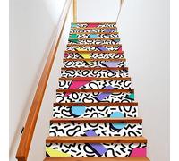 COALHO Lot de 2 autocollants pour escalier des années 80 et 90 - Décoration d'escalier - Style vintage - Style géométrique des années 80 et 90 - 100 cm x 18 cm