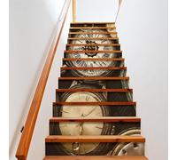 COALHO Lot de 2 autocollants vintage pour escalier - Motif montre de poche vintage - 100 cm x 18 cm