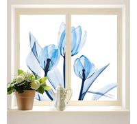 COALHO Lot de 2 films de protection statique pour fenêtre - Motif fleurs de tulipes bleues - 60 x 200 cm (l x L)