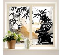 COALHO Lot de 2 films occultants rétro japonais pour fenêtre - Aquarelle - Paysage japonais samouraï - Réutilisables - 45 x 60 cm