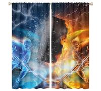 COALHO Lot de 2 panneaux de rideaux occultants modernes avec passe-tringle, motif balles de hockey sur glace, isolation thermique, 182,9 x 80 cm (L x l)