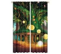 COALHO Lot de 2 rideaux occultants avec passe-tringle pour chambre à coucher - Motif arbre de vie - 160 x 53,3 cm (L x l)