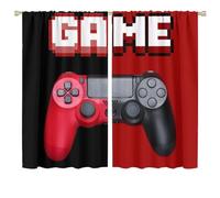 COALHO Lot de 2 rideaux occultants modernes à isolation thermique avec passe-tringle pour chambre à coucher, motif manette de jeu vidéo, rouge et noir, 160 x 91,4 cm (L x l)