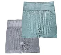 COALHO Lot de 2 shorts gainants ioniques, contrôle du ventre, rehausse les fesses, dispositif de façonnage en fibre ionique de soie glacée, Vert menthe + gris, Medium