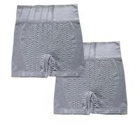 COALHO Lot de 2 shorts gainants ioniques, contrôle du ventre, rehausse les fesses, dispositif de façonnage en fibre ionique de soie glacée, Gris + Gris, One Size(Suitable for weight : 40-70kg)
