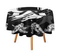 COALHO Nappe ronde à motif graffiti abstrait casques de hockey, silhouettes de joueurs de sport aquarelle minimaliste, nappe ronde pour salle à manger, cuisine, fête d'anniversaire, vacances,