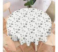 COALHO Nappe ronde en polyester motif patte de chien abstraite, décoration d'intérieur, dessin animé, patte de chien noire, pour banquet, fête d'anniversaire, buffet, mariage - 92 x 92 cm