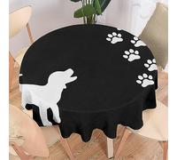 COALHO Nappe ronde en polyester motif patte de chien noir et blanc pour banquet, fête d'anniversaire, buffet, mariage, 92 x 92 cm