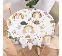 COALHO Nappe ronde en polyester pour enfants, motif abstrait, arc-en-ciel, style bohème, décoration de chambre à coucher, pour table de banquet, fête d'anniversaire, buffet, mariage, 92 x 92 cm
