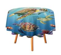 COALHO Nappe ronde en polyester sur le thème de la plage - Tortue de mer - Décoration d'intérieur - Aquarelle - Océan tropical - Tortue de mer sous-marine - Pour table de banquet, fête d'anniversaire,