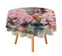 COALHO Nappe ronde vintage japonaise Mount Fuji, abstraite, Japon, printemps, nature, paysage, fleurs, fleurs de cerisier, nappe ronde pour salle à manger, cuisine, fête d'anniversaire, vacances,