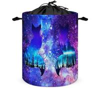 COALHO Panier à linge pliable avec motif de renard mignon, silhouette de forêt, galaxie, animaux cool renard pour couverture, jouets, vêtements sales, salle de bain, chambre à coucher - 35 x 35 x 44