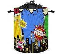 COALHO Panier à linge pliable sur le thème des super-héros Pop Art, dessin animé amusant et coloré, décoration pour couverture, jouets, vêtements sales, salle de bain, chambre à coucher - 35 x 35 x 44