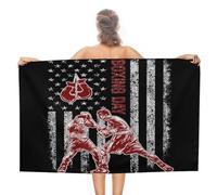 COALHO Serviette de plage de boxe sur le thème du sport abstrait pour adultes surdimensionnée, gants de boxe vintage, motif drapeau américain, serviette de plage légère à séchage rapide, serviette de