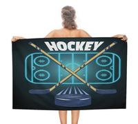 COALHO Serviette de plage de hockey sur glace sur le thème du sport pour adultes, surdimensionnée, abstraite, moderne, stade de hockey rustique, serviette de plage légère à séchage rapide, serviette