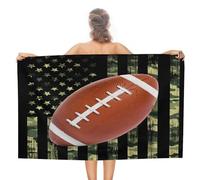 COALHO Serviette de plage extra large motif drapeau américain camouflage rustique rugby aquarelle thème sport football serviette de plage pour adultes, natation, sport, salle de sport, hôtel, piscine