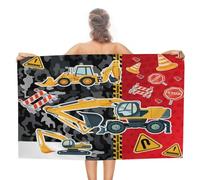 COALHO Serviette de plage pour adultes surdimensionnée - 130 x 78,7 cm - Motif camouflage abstrait - Bulldozer - Tracteur - Camion - Serviette de plage légère à séchage rapide