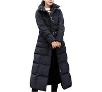 COALHO Womens Fashion Hooded Coat 2023 Long Puffer Jackets Waterproof Warm Winter Maxi Length Coats (Black,XL)
