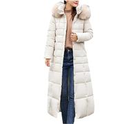COALHO Womens Fashion Hooded Coat 2023 Long Puffer Jackets Waterproof Warm Winter Maxi Length Coats (White,M)