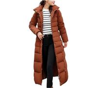 COALHO Womens Fashion Hooded Coat 2023 Long Puffer Jackets Waterproof Warm Winter Maxi Length Coats (Caramel,XL)
